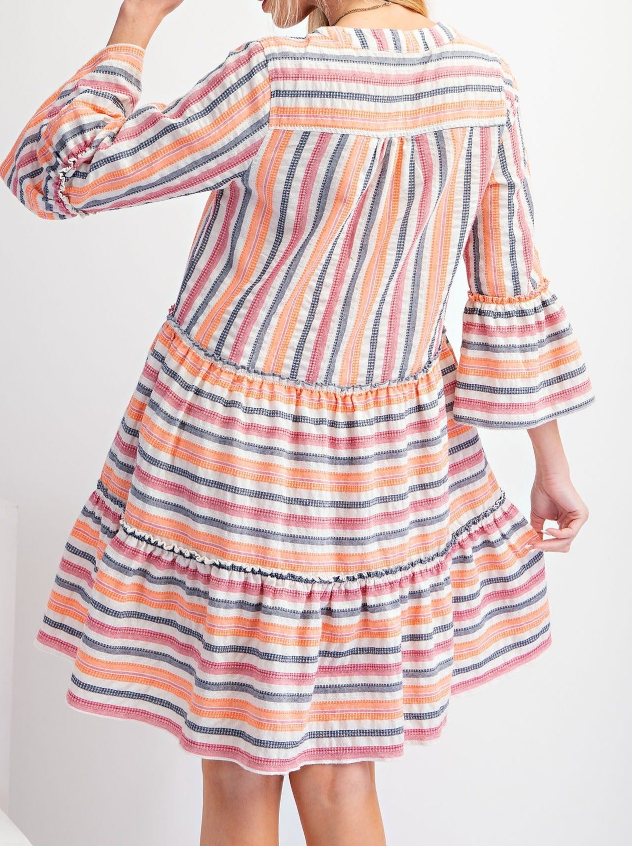 Orange and Navy Print Dress - Brazos Avenue Market 