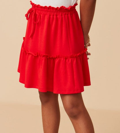 Girls Red Ruffle Skirt