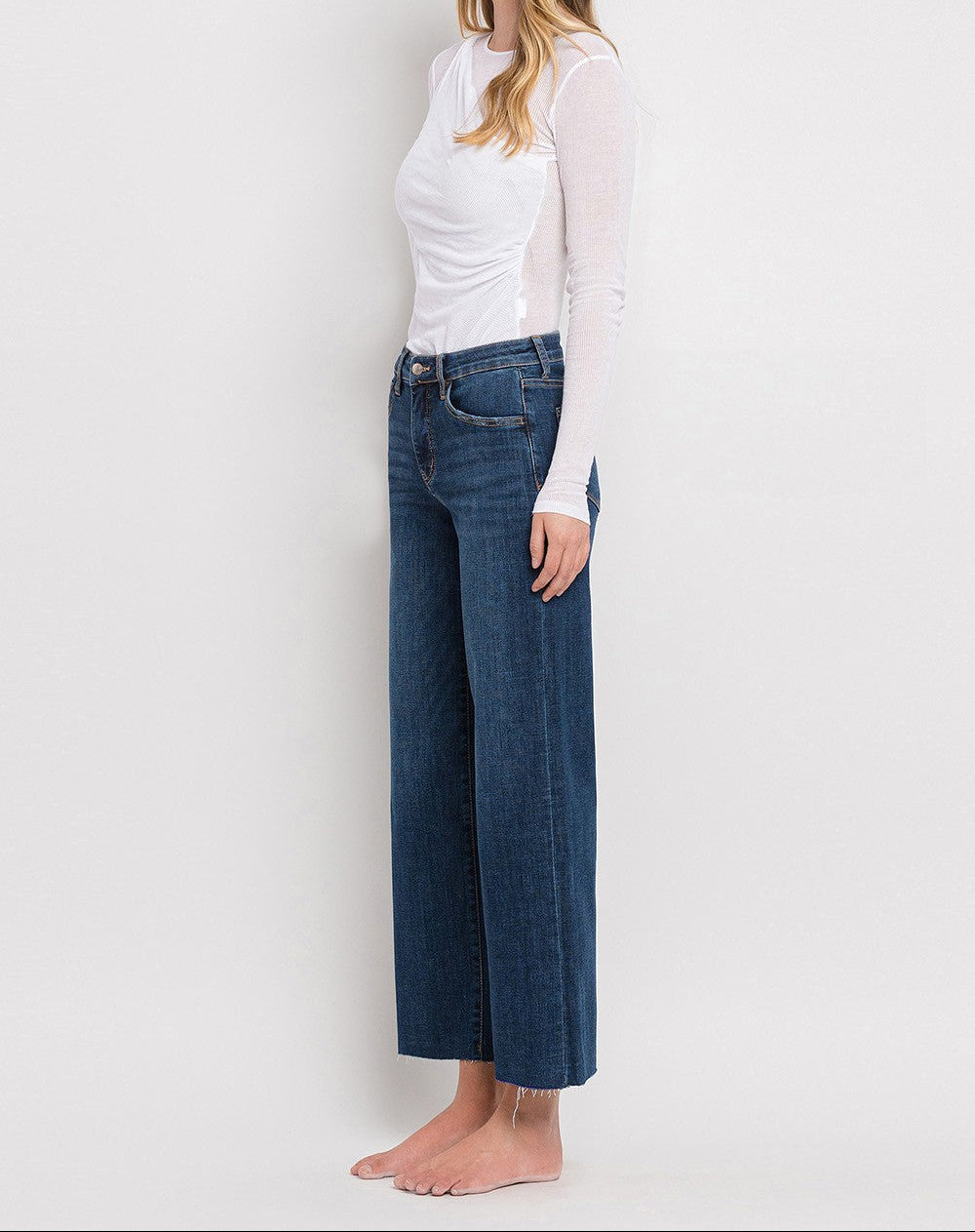 Lovervet Tummy Control Mid Rise Dark Wash Wide Leg Jeans - Brazos Avenue Market 