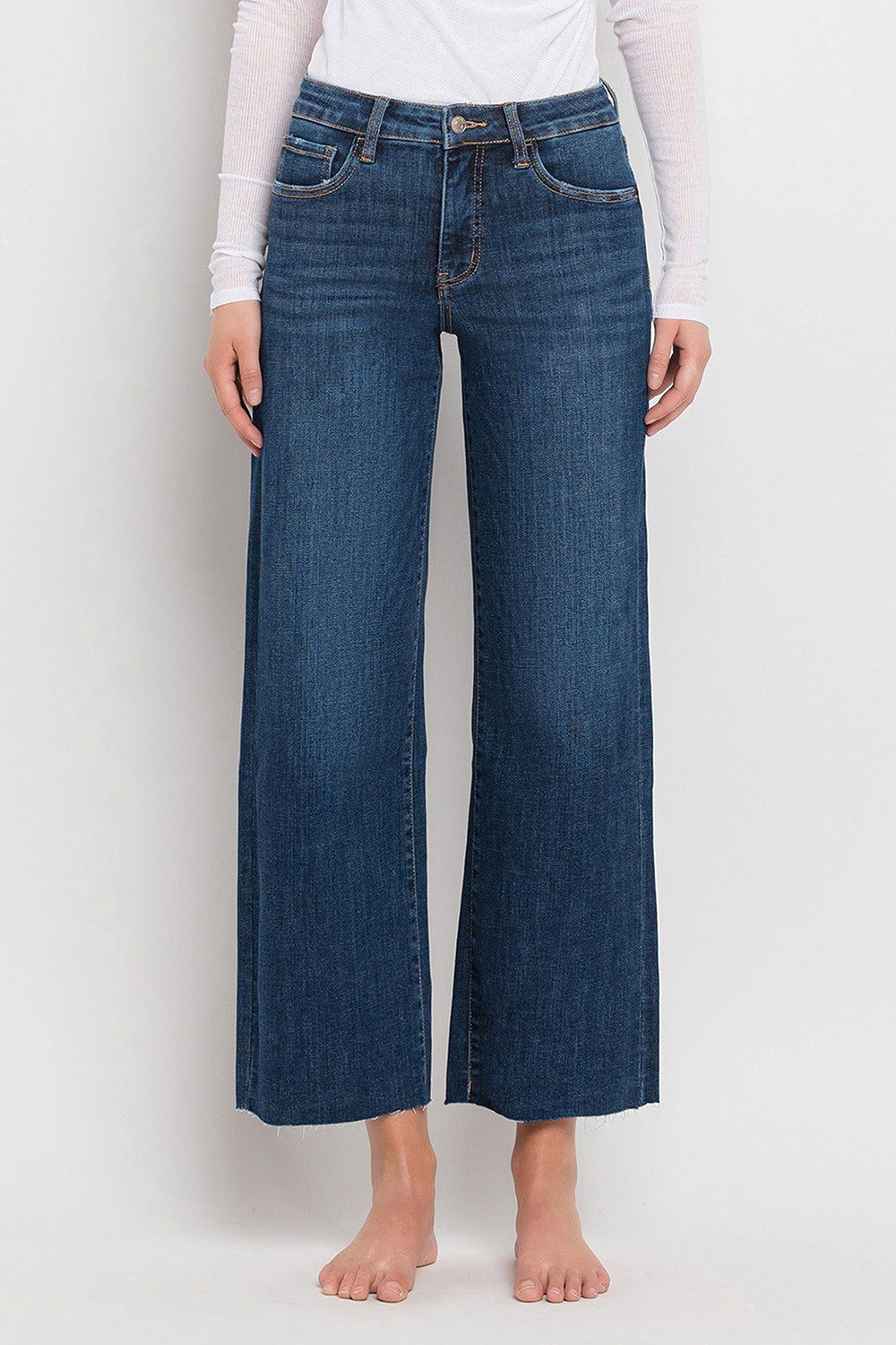 Lovervet Tummy Control Mid Rise Dark Wash Wide Leg Jeans - Brazos Avenue Market 