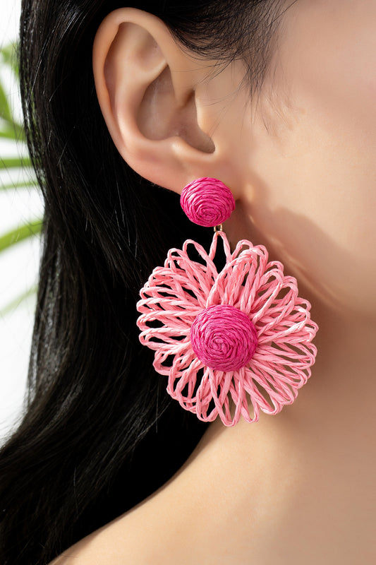 Raffia Flower Earrings - Brazos Avenue Market 