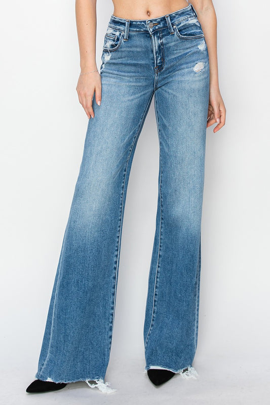 Risen Tummy Control Mid Rise Wide Jeans - Brazos Avenue Market 