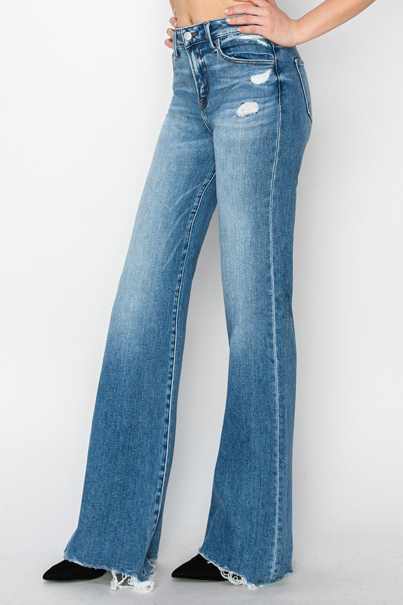 Risen Tummy Control Mid Rise Wide Jeans - Brazos Avenue Market 