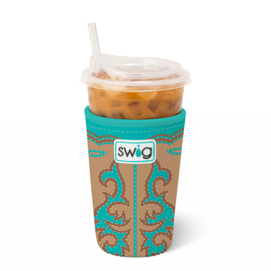 Boot Scootin' Turquoise Iced Cup Coolie - Brazos Avenue Market 