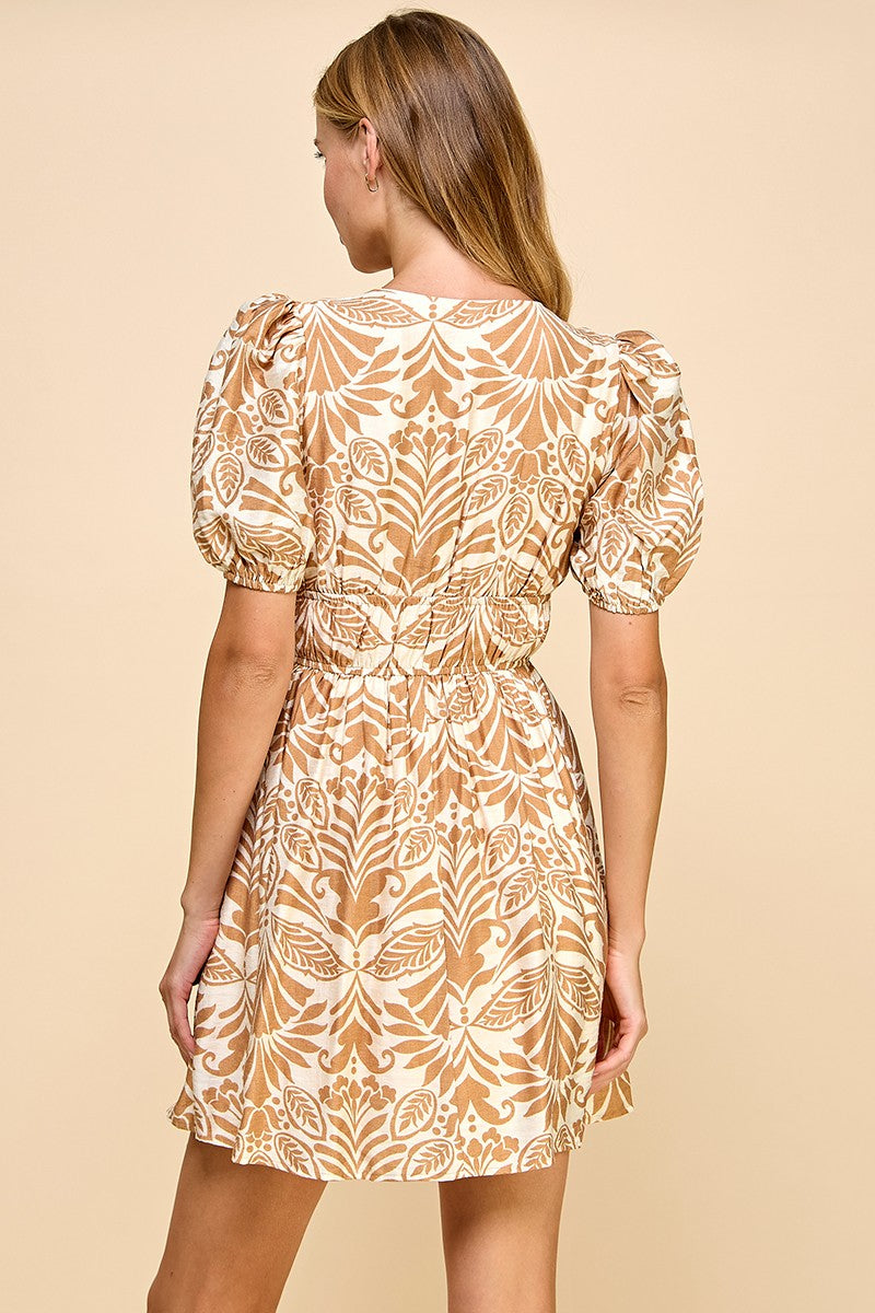Floral Print Puff Sleeve Dress - Brazos Avenue Market 