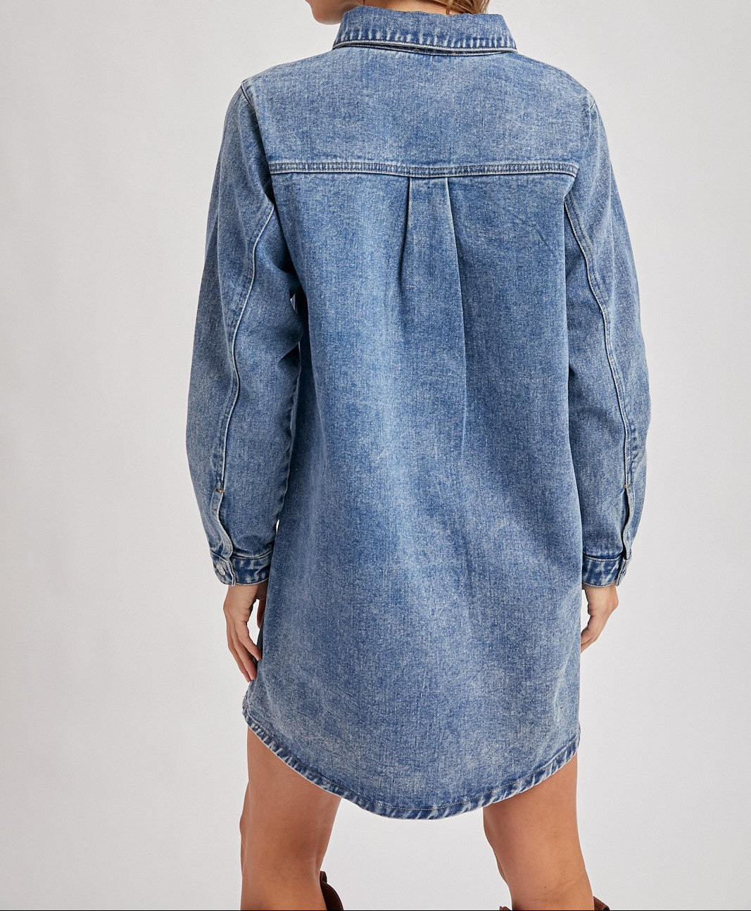 Denim Button Down Shirt Dress - Brazos Avenue Market 