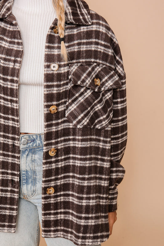 Fall Vibes Plaid Print Shacket - Brazos Avenue Market 