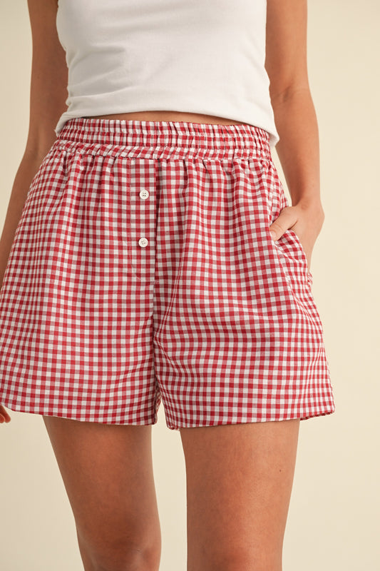 Candy Cane Gingham Shorts - Brazos Avenue Market 