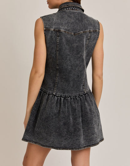 Sleeveless Denim  Mini Dress - Brazos Avenue Market 