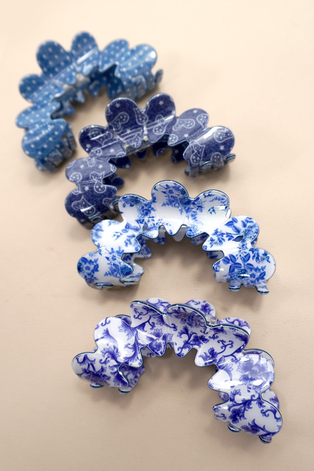 Vintage Porcelain Style Half Moon Hair Claw Clips - Brazos Avenue Market 