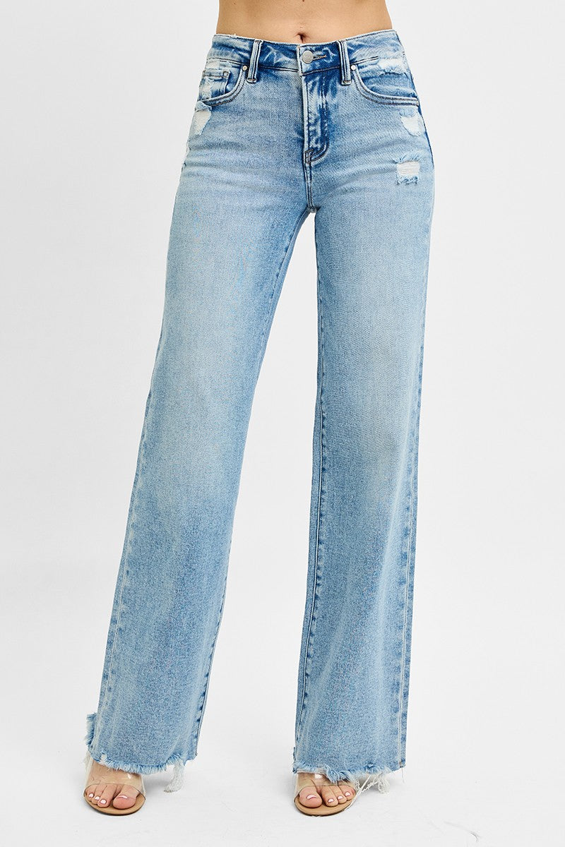 Risen Tummy Control Mid Rise Wide Jeans - Brazos Avenue Market 