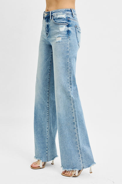 Risen Tummy Control Mid Rise Wide Jeans - Brazos Avenue Market 