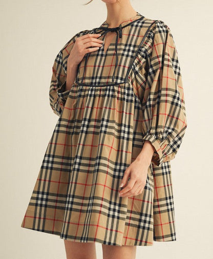 Timeless Plaid Mini Dress - Brazos Avenue Market 