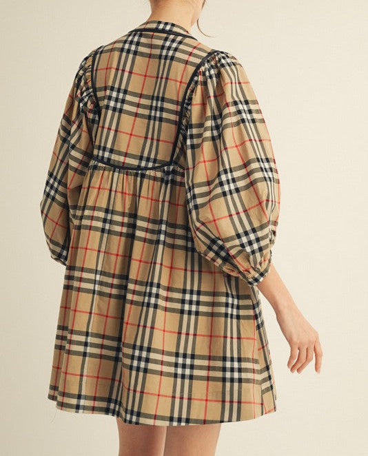 Timeless Plaid Mini Dress - Brazos Avenue Market 