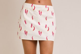 Mid-rise Red Pepper Graphic Mini Skort - Brazos Avenue Market 