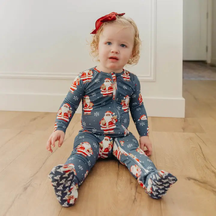 Bamboo Zip-Up Footie Pajama - Santa Claus
