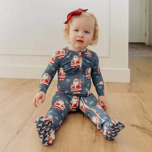Bamboo Zip-Up Footie Pajama - Santa Claus
