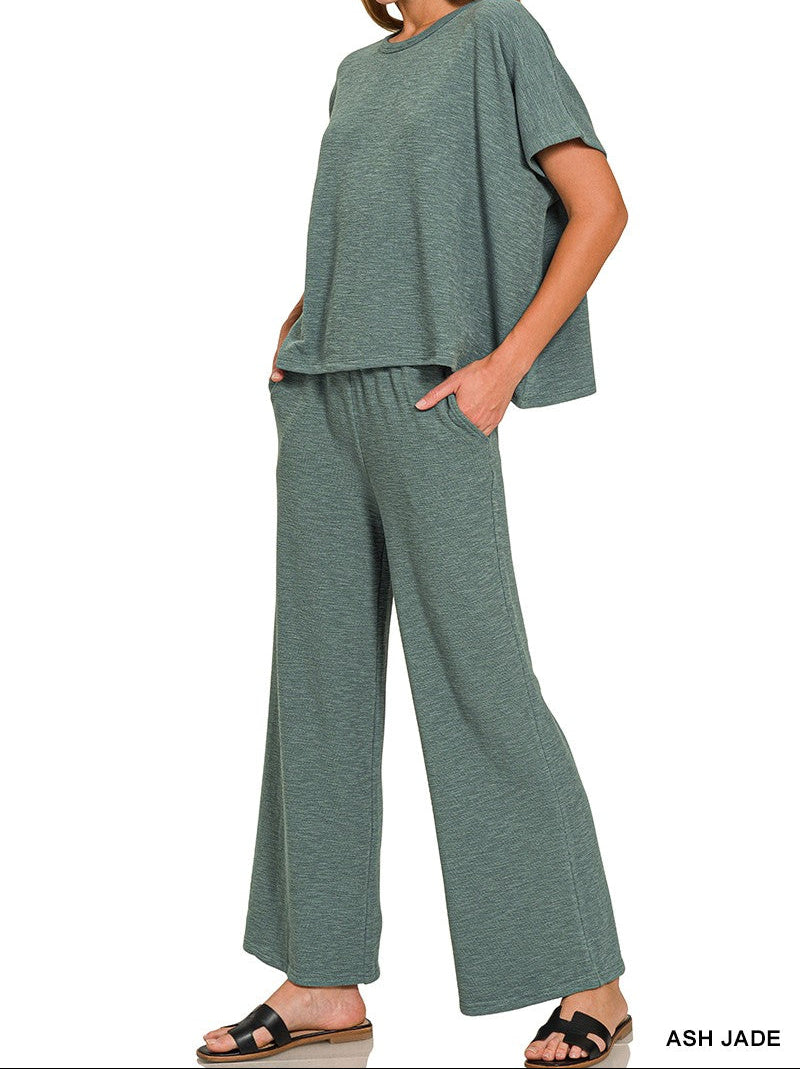 Cotton Slub Top & Pants Set