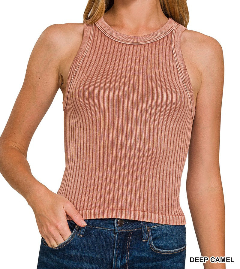 Ribbed Washed Seamless Tank Top