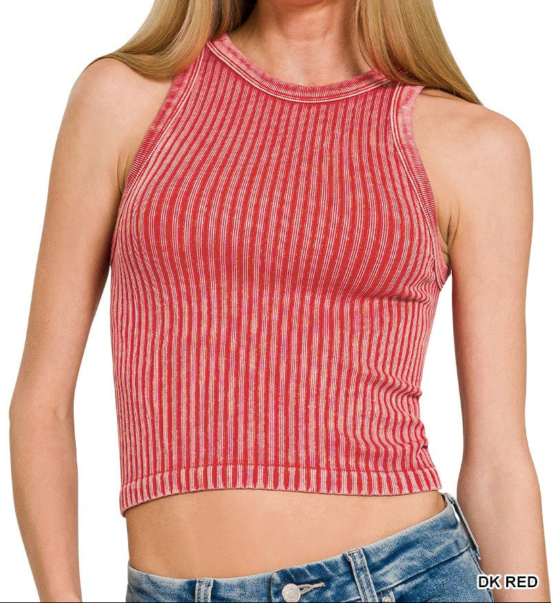 Ribbed Washed Seamless Tank Top
