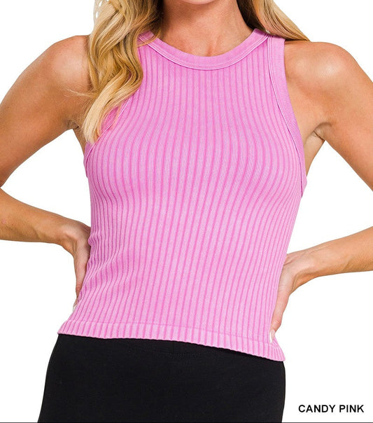 Ribbed Washed Seamless Tank Top