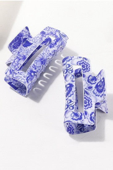Vintage Porcelain Style Rectangle Hair Claw Clips - Brazos Avenue Market 