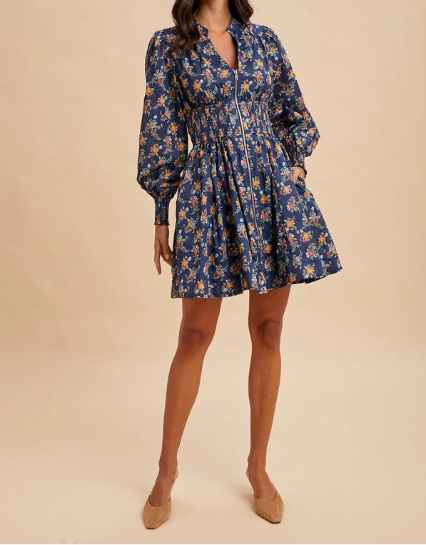 Long Sleeve Floral Mini Dress