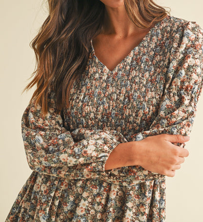 Vintage Flower Mini Dress - Brazos Avenue Market 