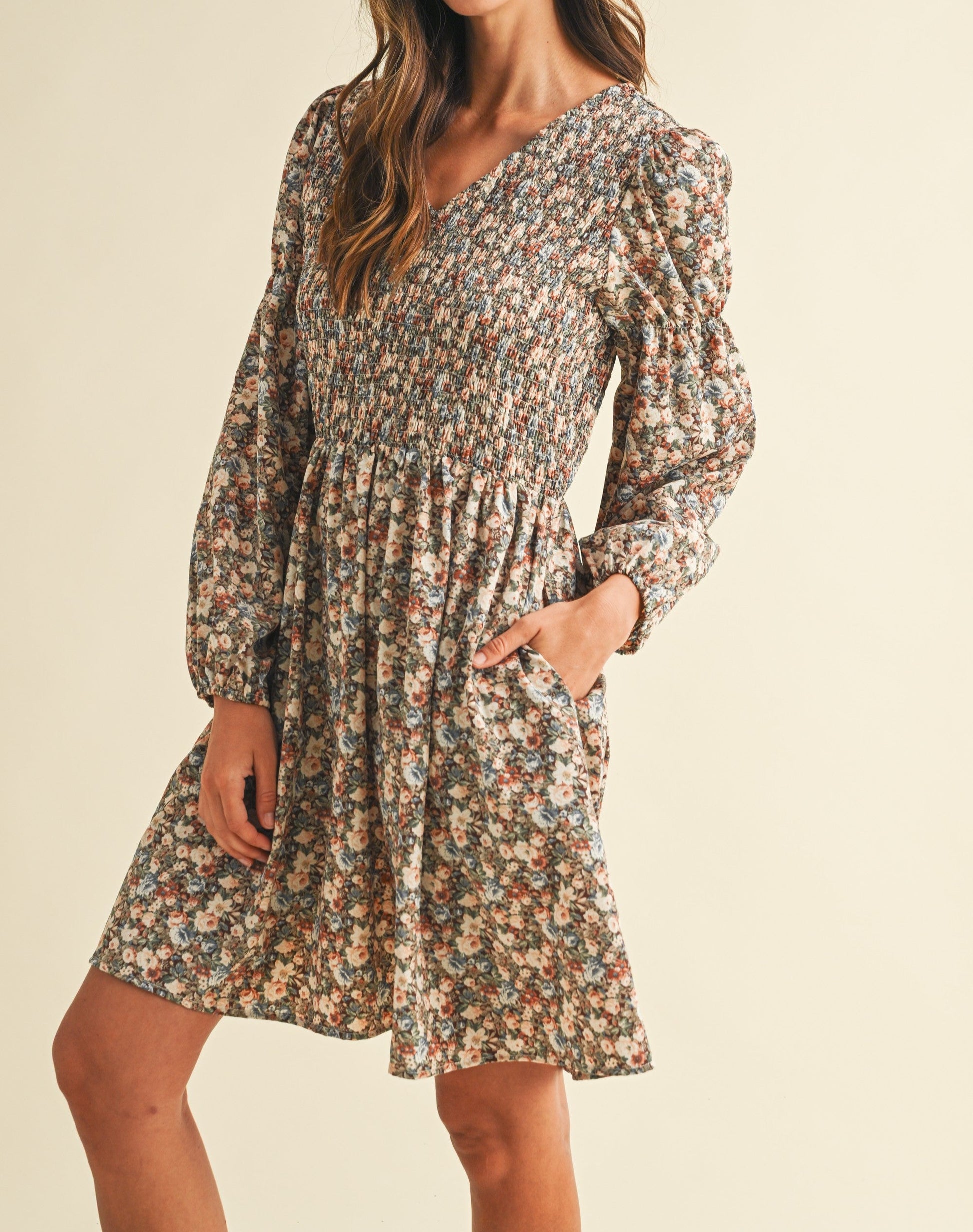 Vintage Flower Mini Dress - Brazos Avenue Market 