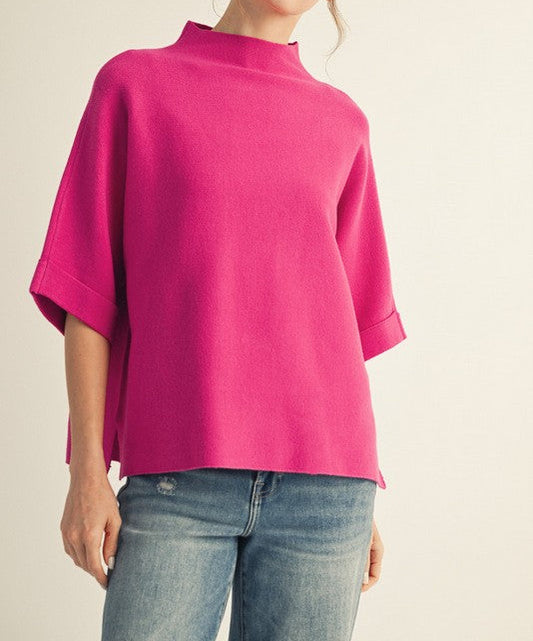Mock Neck Soft Sweater Top