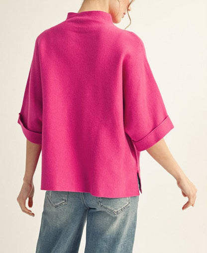 Mock Neck Soft Sweater Top
