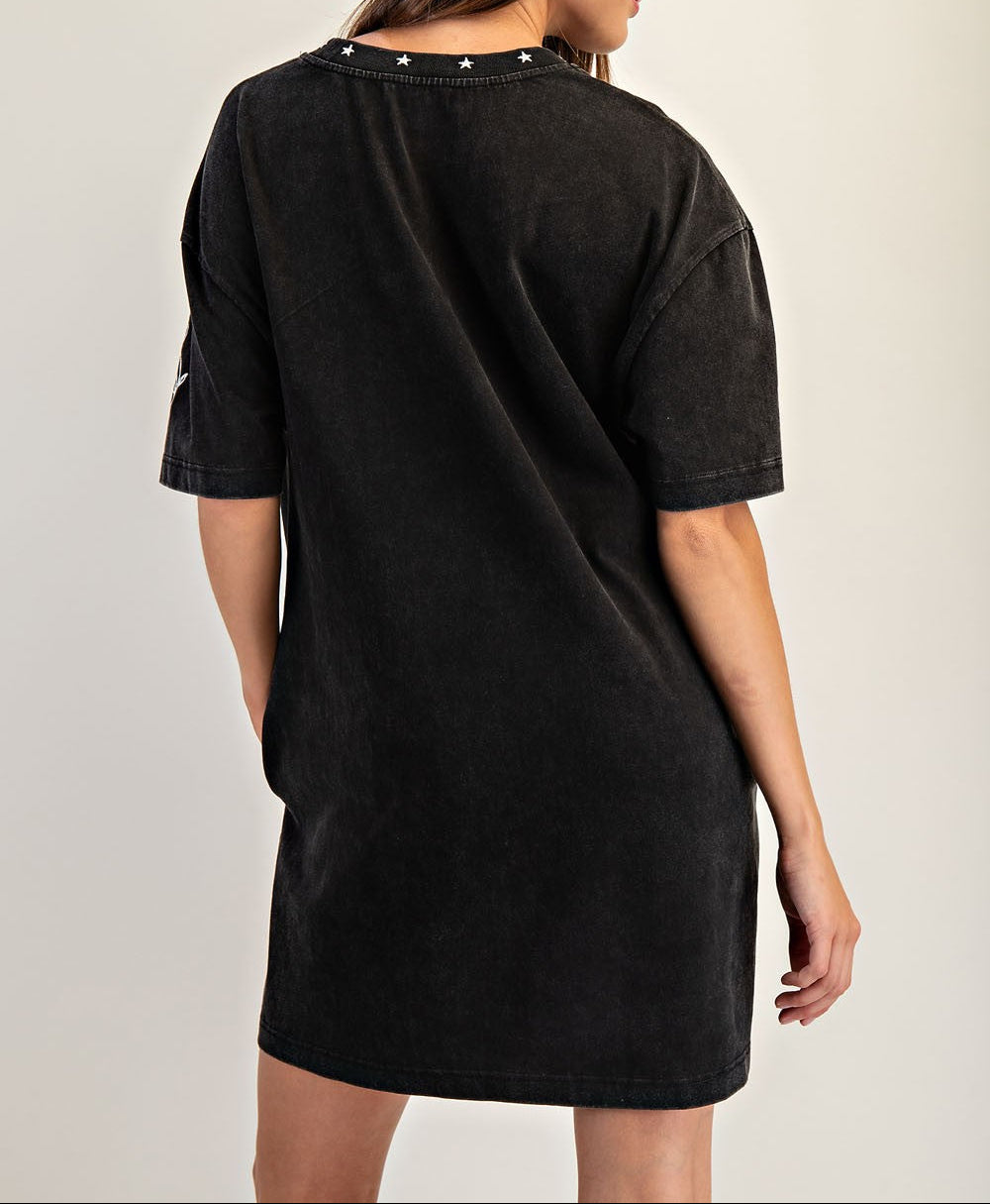 Snow Wash Western Inspired T-shirt Dress - Brazos Avenue Market 