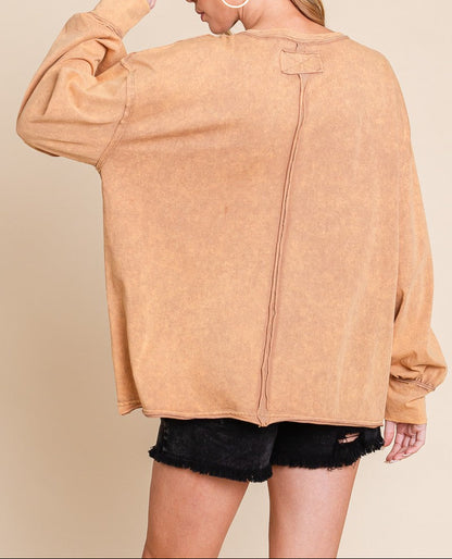 Mineral Washed Oversized Pocket Top