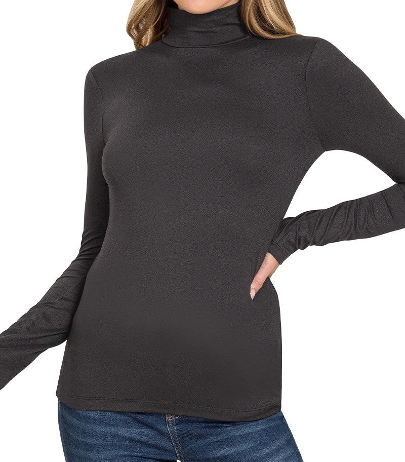 Premium Microfiber Mock Neck Top - Brazos Avenue Market 