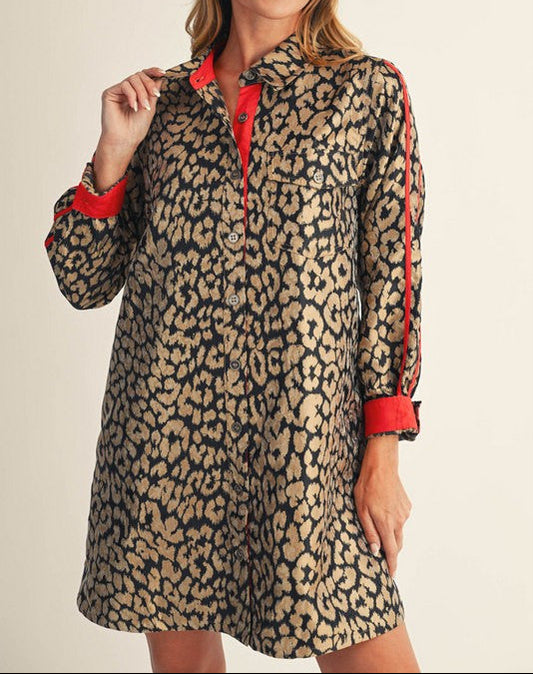 Metallic Leopard Dress - Brazos Avenue Market 