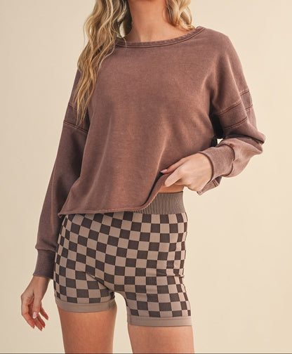 Mineral Wash Cutout Back Layering Sweatshirt - Brazos Avenue Market 
