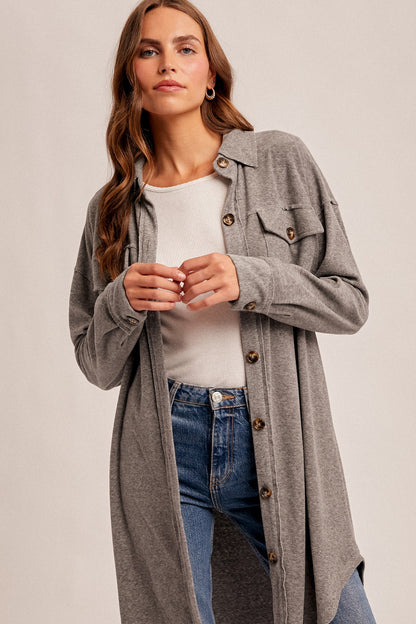 Long Line Button Down Shacket - Brazos Avenue Market 