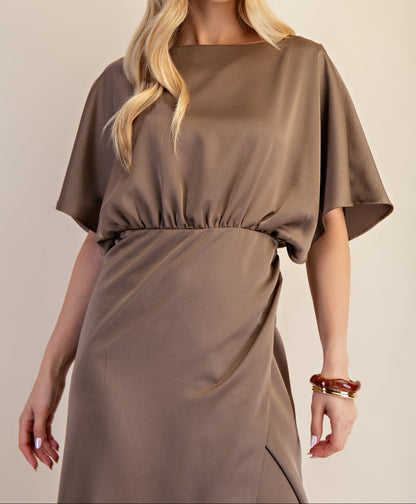 Mocha Glow Midi Dress - Brazos Avenue Market 