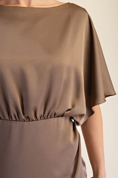 Mocha Glow Midi Dress - Brazos Avenue Market 