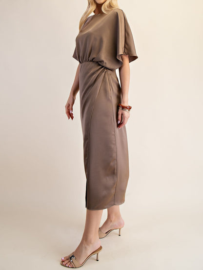 Mocha Glow Midi Dress - Brazos Avenue Market 