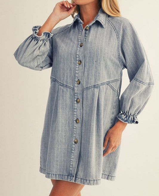 Button Down Washed Denim Dress