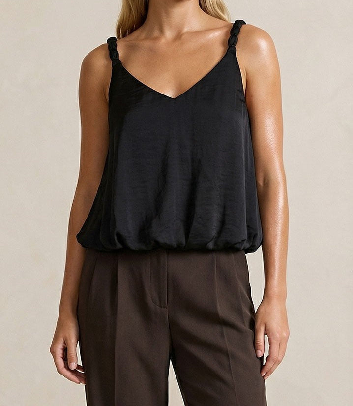 Bubble Hem Strap Accent Tank Top - Brazos Avenue Market 