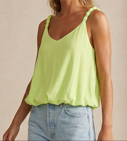 Bubble Hem Strap Accent Tank Top - Brazos Avenue Market 