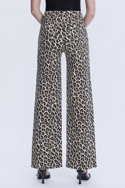 Lovervet Super High Rise Leopard Print Wide Leg Jeans - Brazos Avenue Market 