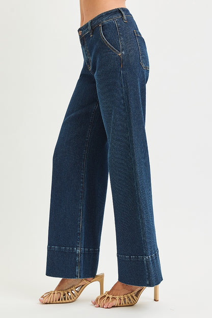Risen Jeans Mid Rise Wide Leg Jeans - Brazos Avenue Market 