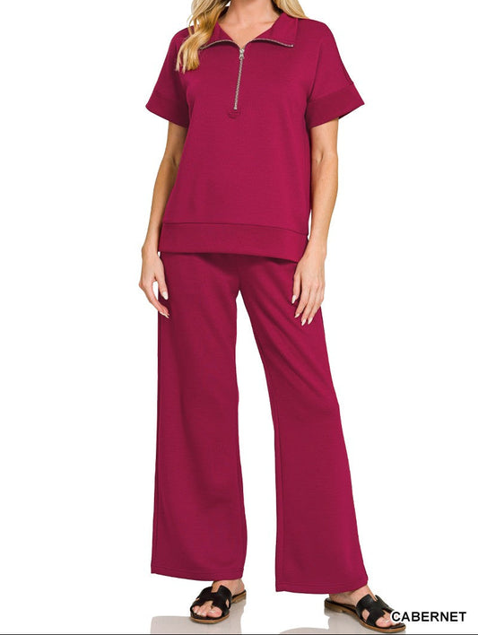 Scuba High Neck Half Zip Top & Pants Set