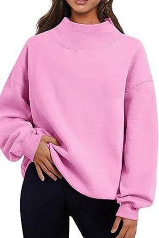 Mock Neck Loose Sweatshirt