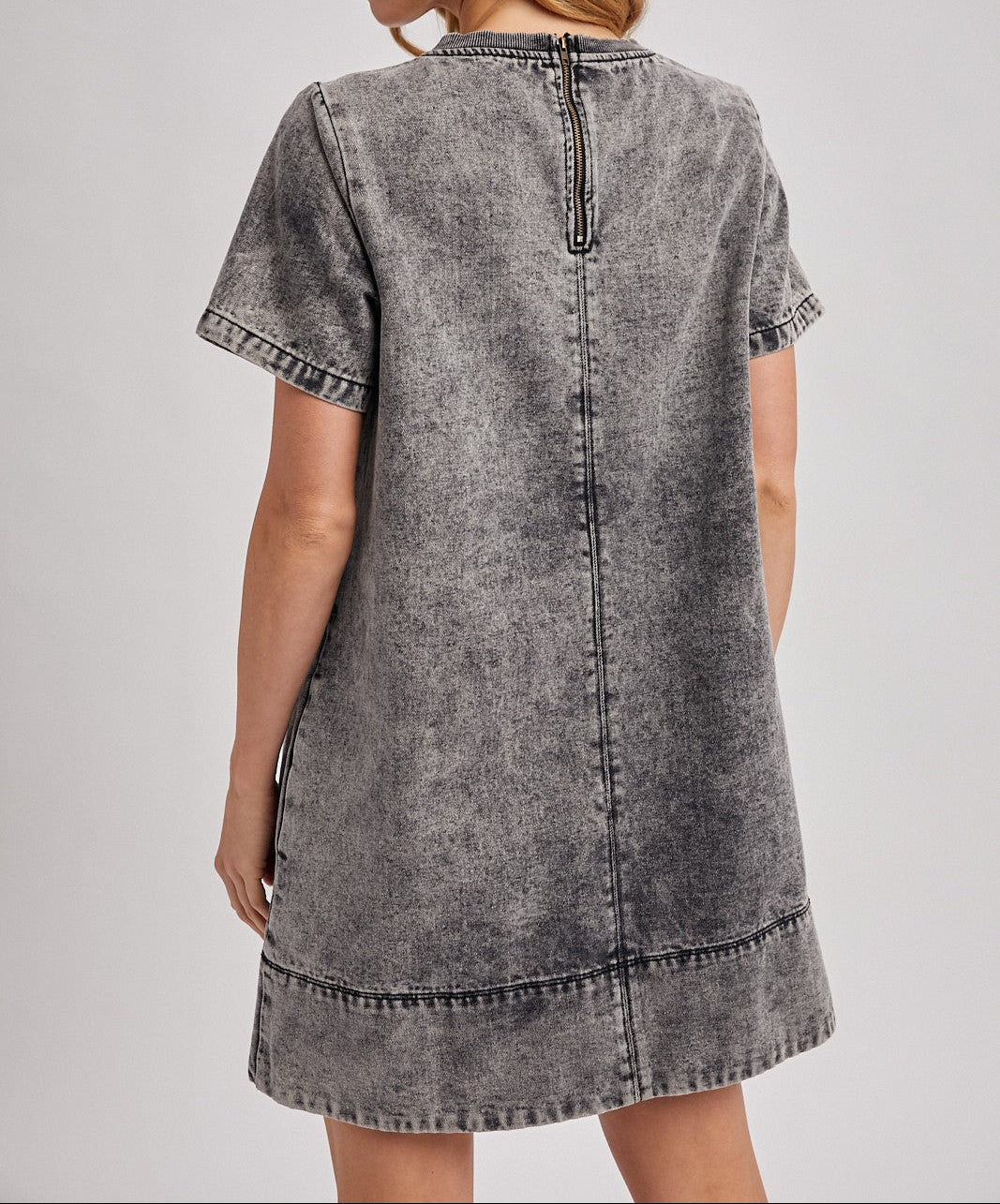 Washed Black Denim T-shirt Dress - Brazos Avenue Market 