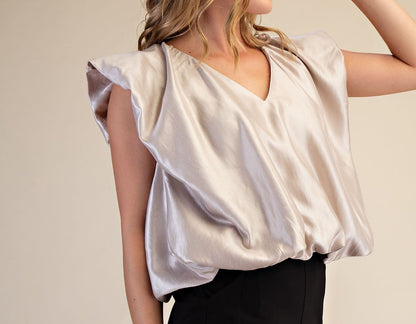 Shoulder Gathering Balloon Top - Brazos Avenue Market 