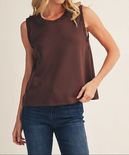 Smocked Edge Detail Casual Tank Top